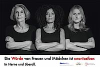 Plakat: Die Würde von Frauen und Mädchen ist unantastbar. In Herne und überall.